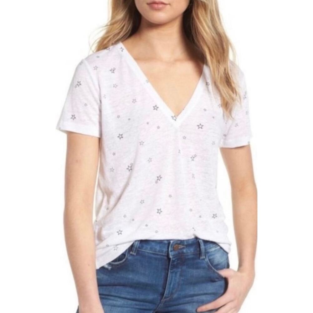 RAILS Women’s Cara Starbright Linen Blend Vneck Short Sleeve Tshirt